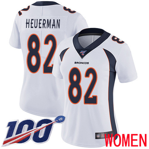 Women Denver Broncos 82 Jeff Heuerman White Vapor Untouchable Limited Player 100th Season Football NFL Jersey